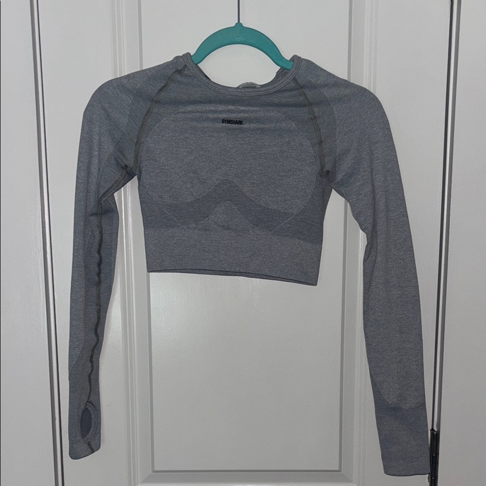 Gray Long Sleeve Crop Top